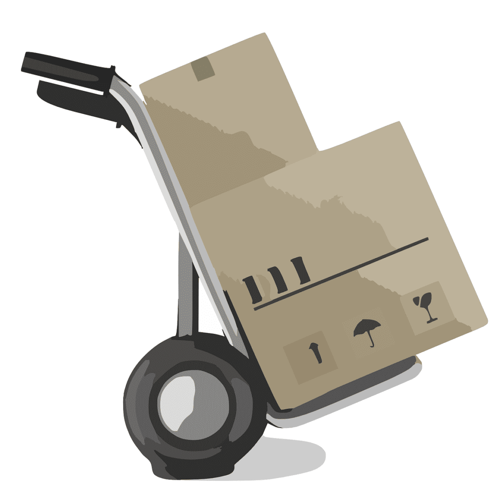 Carretilla con cajas de mudanza